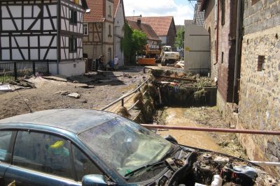 Starkregen in Wallernhausen im Juli 2014