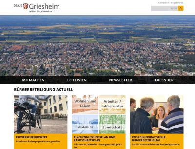 Screenshot von der Beteiligungsplattform griesheim-gestalten.de