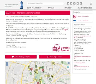 Screenshot Mängelmelder Darmstadt