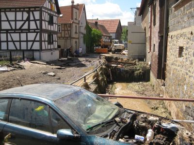 Starkregen in Wallernhausen im Juli 2014